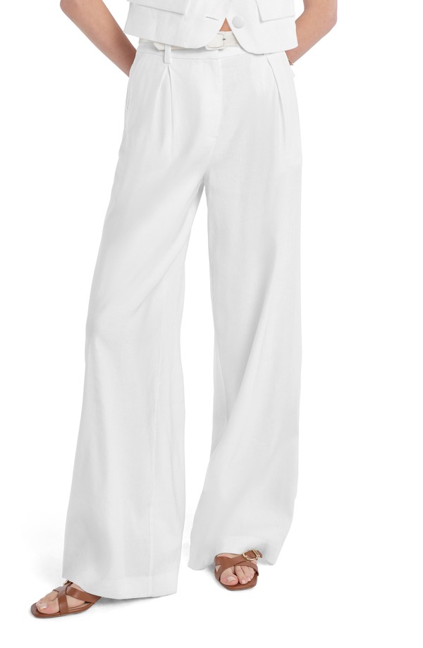 フェイバリット ドーター レディース ボトムス レギンス ワイドレッグ ズボン下 リネン Favorite Daughter The Miranda Wide Leg Linen Blend Pants White 白いこと