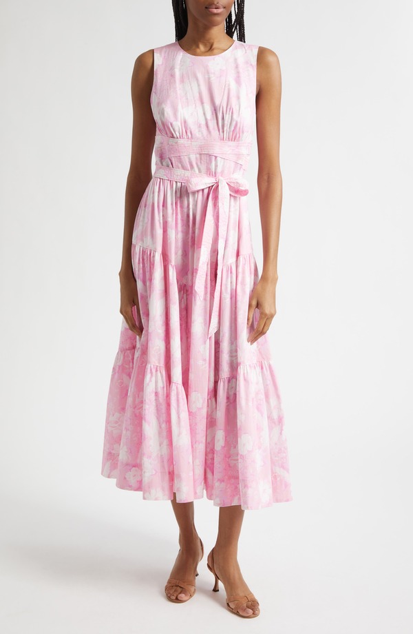 サンク セプト レディース トップス 衣裳 MIDI Cinq Sept Holt Heirloom Petals Belted Midi Dress Rosewater Pink Multi さくら色