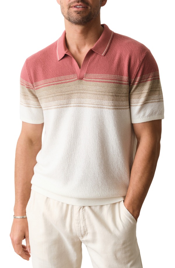 米国海兵隊員 座標軸 メンズ トップス スポーツシャツ スウェーター Marine Layer Greyson Short Sleeve Polo Sweater Withered Rose/ Oatmeal オートミール
