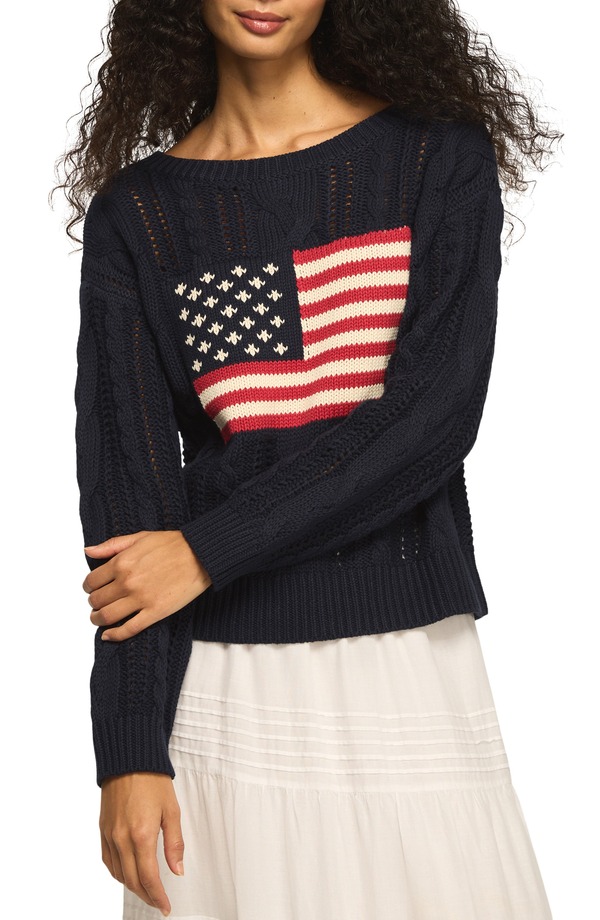 ラッキーブランド レディース アウター パーカー・スウェット プルオーバー Lucky Brand Americana Sweater Cadet Navy 米国海軍