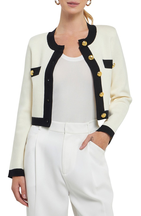 エンドレスローズ レディース アウター パーカー・スウェット コントラスト カーディガン Endless Rose Contrast Edge Cardigan Cream/Black クリーム｜ReVida 店