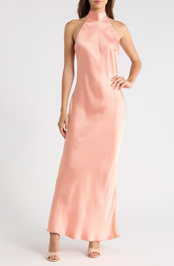 スティーブ マデン レディース トップス ワンピース サテン マキシ Steve Madden Lara Satin Bias Cut Maxi Dress Apricot Gelato アプリコット|ReVida 店