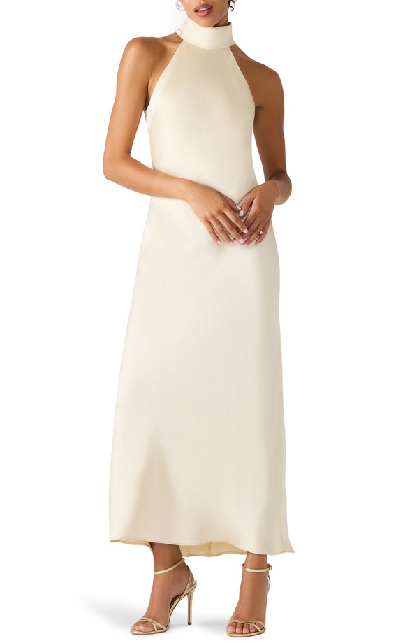 スティーブ マデン レディース トップス ワンピース サテン マキシ Steve Madden Lara Satin Bias Cut Maxi Dress Cream クリーム｜ReVida 店
