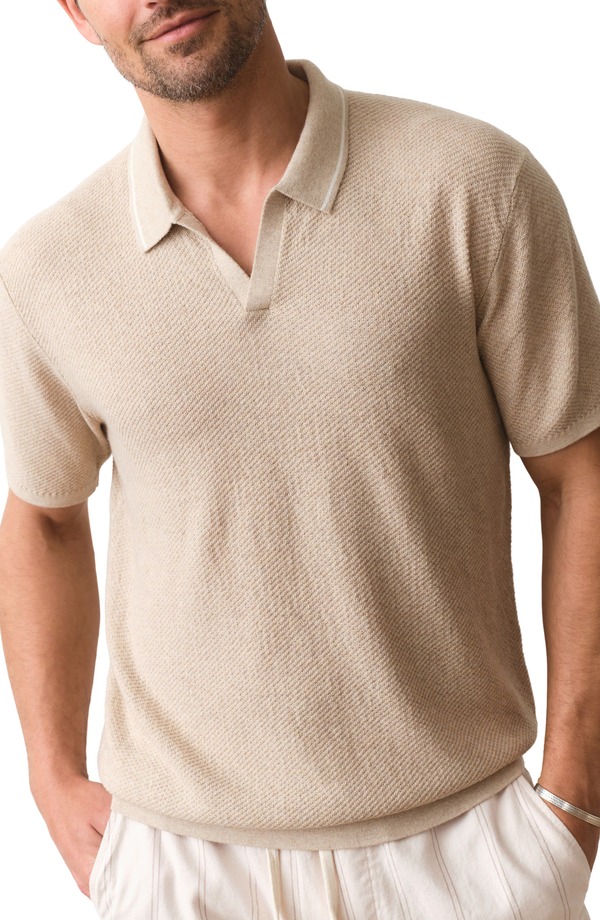 米国海兵隊員 座標軸 メンズ トップス スポーツシャツ スウェーター Marine Layer Greyson Short Sleeve Polo Sweater Taupe トープ