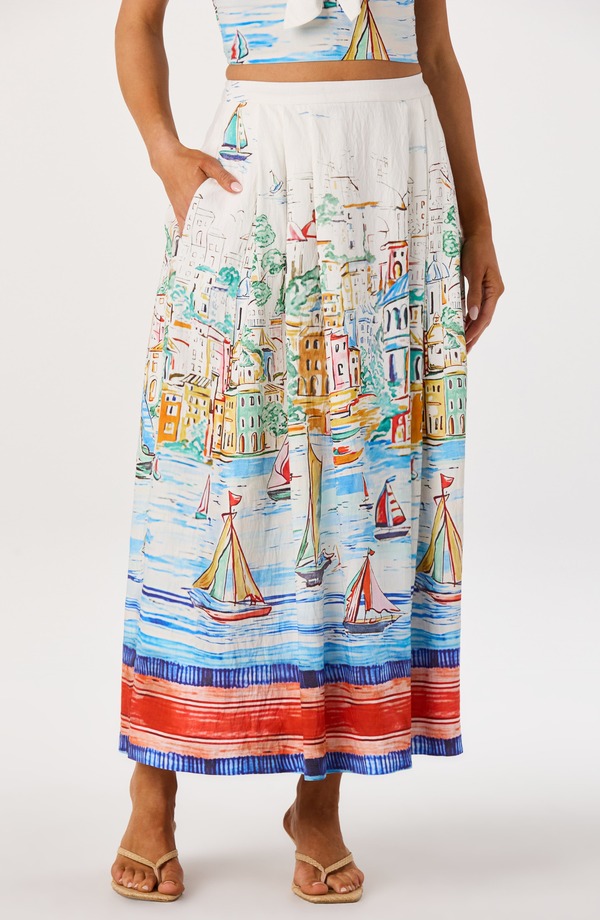 アストール レディース 下つ方スコート マキシ ASTR the Label Wendy Island Sketch Maxi Skirt Island Sketch