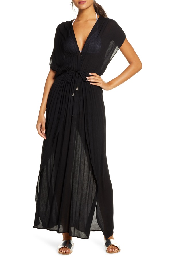 エラン レディース トップス 衣裳 マキシ Elan Wrap Maxi Cover-Up Dress Black 黒いこと