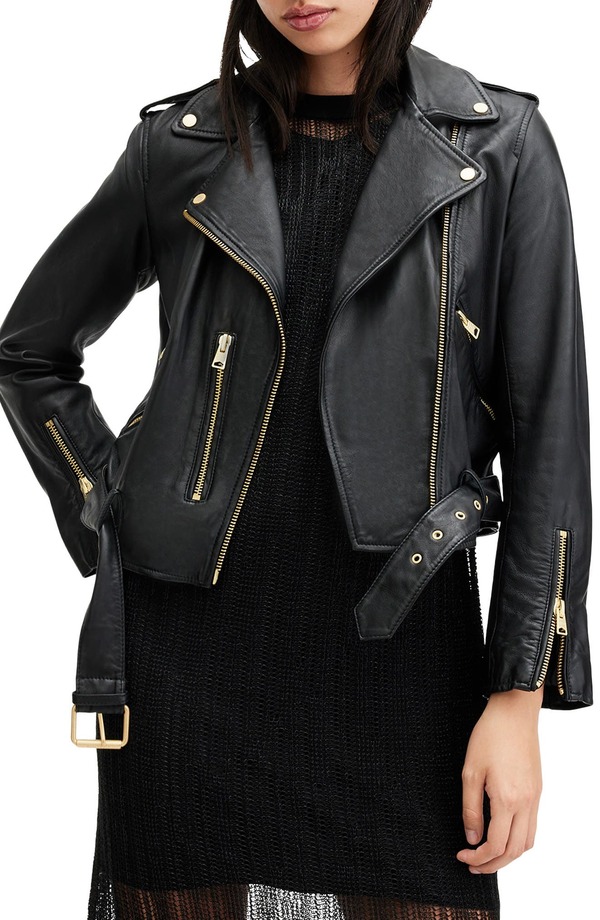 オールセインツ レディース アウター 上衣・上衣 なめし革 AllSaints Balfern Leather Biker Jacket Black/ Gold 黒いこと