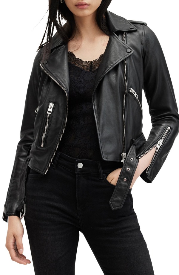 オールセインツ レディース アウター 上衣・上衣 なめし革 AllSaints Balfern Leather Biker Jacket Black/ Silver 黒いこと