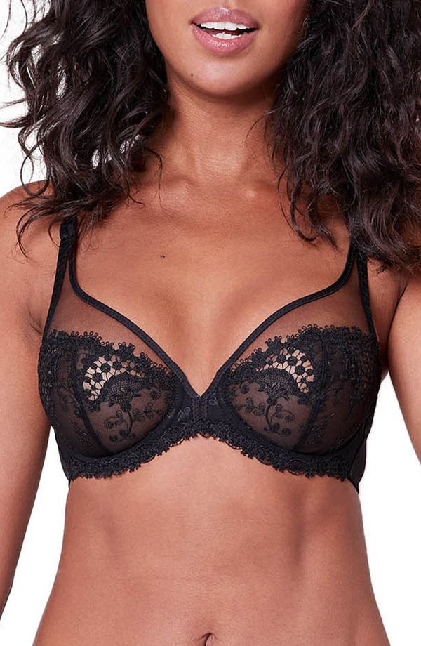 シモーヌペレール レディース アンダー御召しもの ブラ Simone Perele Wish Underwire Plunge Bra Black 黒いこと