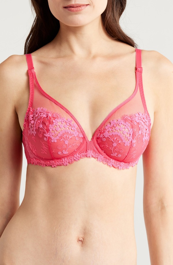 シモーヌペレール レディース アンダー御召しもの ブラ Simone Perele Wish Underwire Plunge Bra Fabulous Pink サクラ色