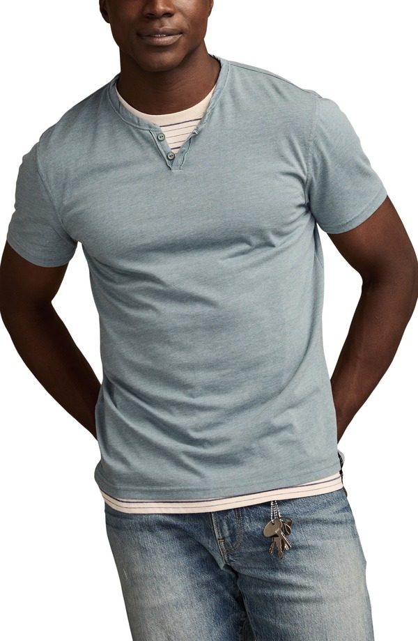 ラッキーブランド メンズ トップス ティーシャツ 綿織物 Lucky Brand Venice Buttoneck Cotton Blend T-Shirtrooper