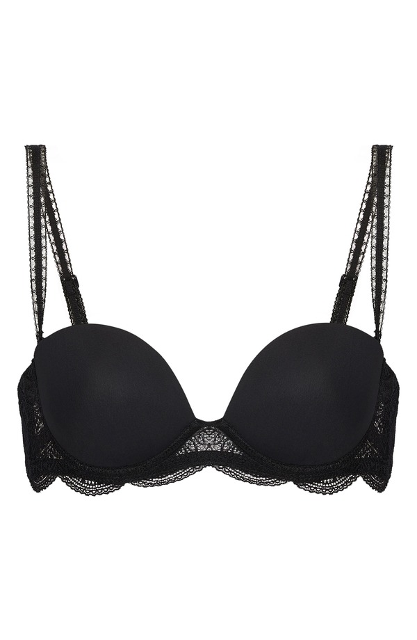 シモーヌペレール レディース アンダー御召しもの ブラ ストラップレス Simone Perele Karma Underwire Strapless Plunge Bra Black 黒いこと