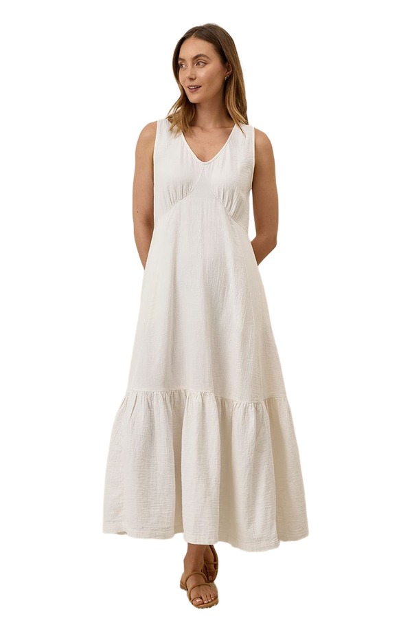 パクト レディース トップス 衣装 綿織物 Pact Organicotton Double Gauze Beach To Brunch Dressea Salt