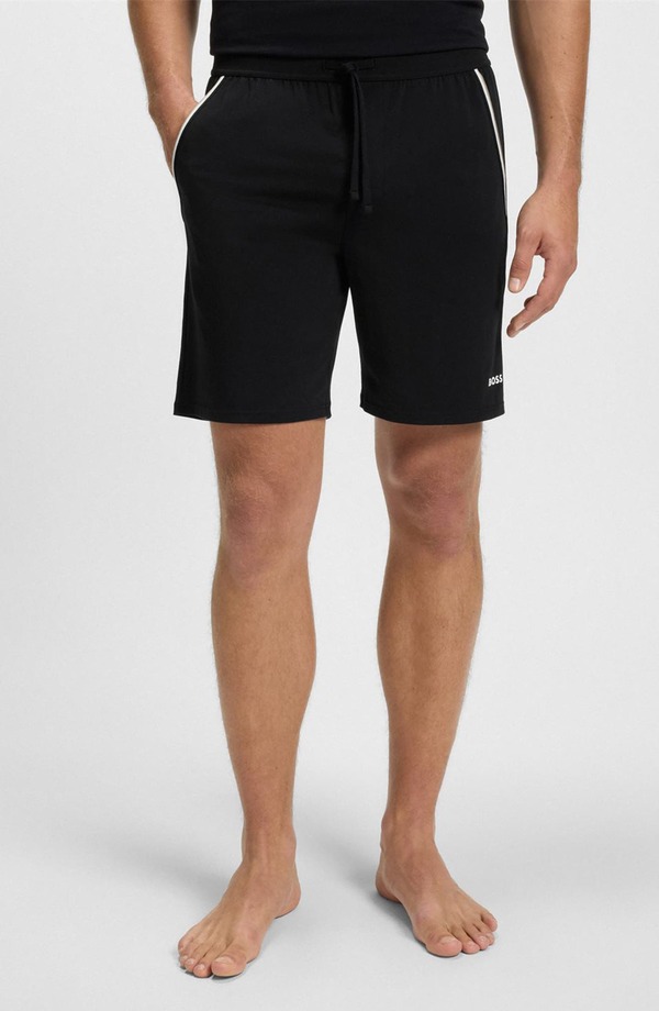 雇い主 メンズ ボトムス 二分の一ズボン下・さる股引き 遊撃手ズボン下 綿織物 BOSS Unique Stretch Cotton Pajama Shorts Blk