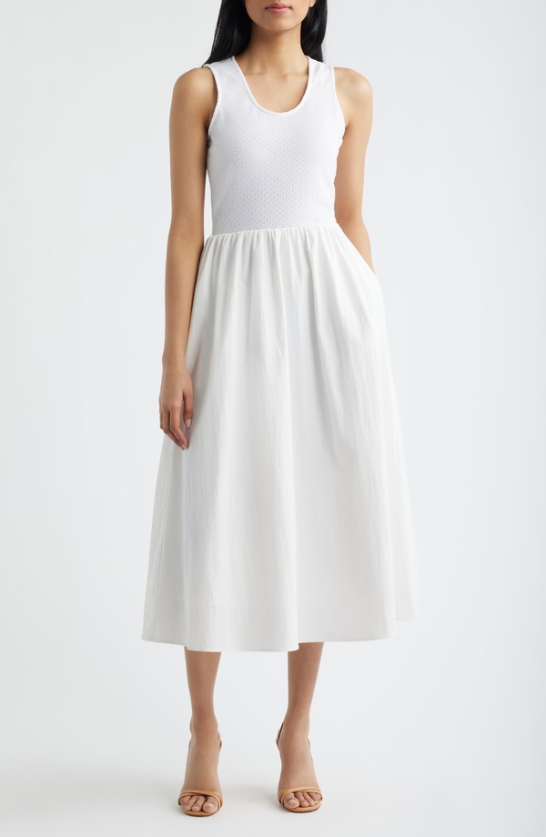 ベルナルド レディース トップス 衣装 midi Bernardo Mixed Media Midi Dress Bright White 白いこと