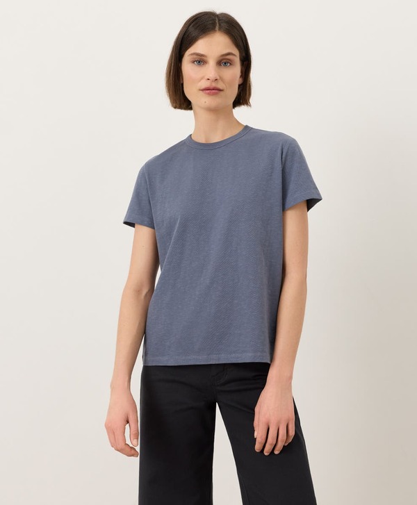 パクト レディース トップス プルオーバー 労働者の一団のど首 綿織物 Pact Organicotton Soft-Slub Essential Crewneck Tee Light Steel Blue 青碧