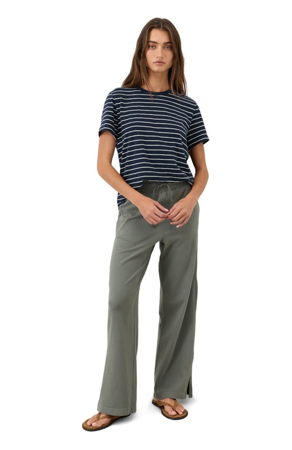 パクト レディース トップス プルオーバー 労働者の一団のど首 綿織物 Pact Organicotton Soft-Slub Essential Crewneck Tee Saranac Stripe 縞模様