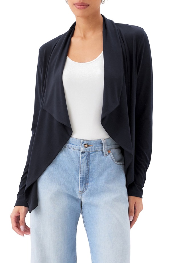 カレンケーン レディース アウター パーカー・スウェット ジレー プルオーバー Karen Kane Travel Jersey Open Front Cardigan Black 黒いこと