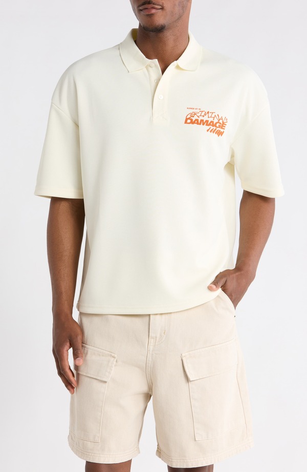 クリミナルダメージ メンズ トップス スポーツシャツ グラフィック CRIMINAL DAMAGE Invitationly Graphic Poloff-White/ Orange 象牙色