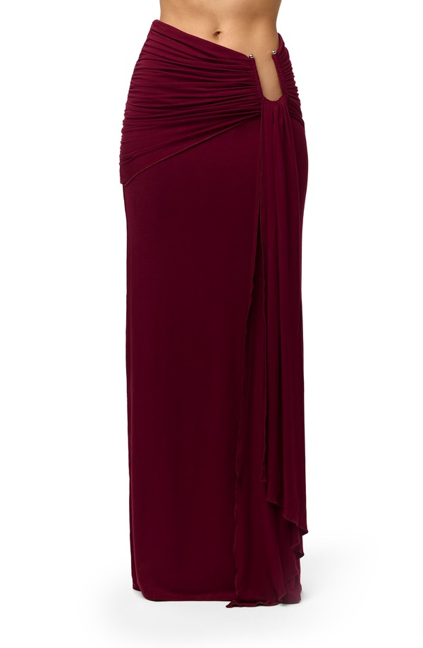ネイキッドワードローブ レディース 下つ方スコート ギャザー マキシ Naked Wardrobe U-Wire Ruched Maxi Skirt Sangria
