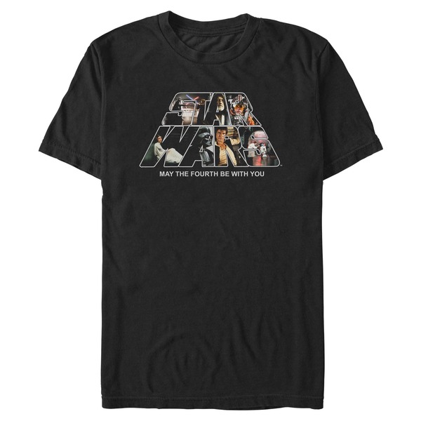 はやりっ児 ウォーズ メンズ トップス ティーシャツ ロゴタイプ グラフィック Men\u0027star Wars Classic Logo Collage May The Fourth Graphic T-Shirt Black 黒いこと