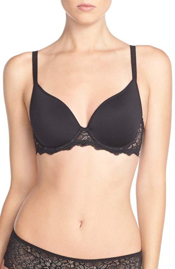 シモーヌペレール レディース アンダー御召しもの ブラ Simone Perele Caresse Underwire Plunge Bra Black 黒いこと
