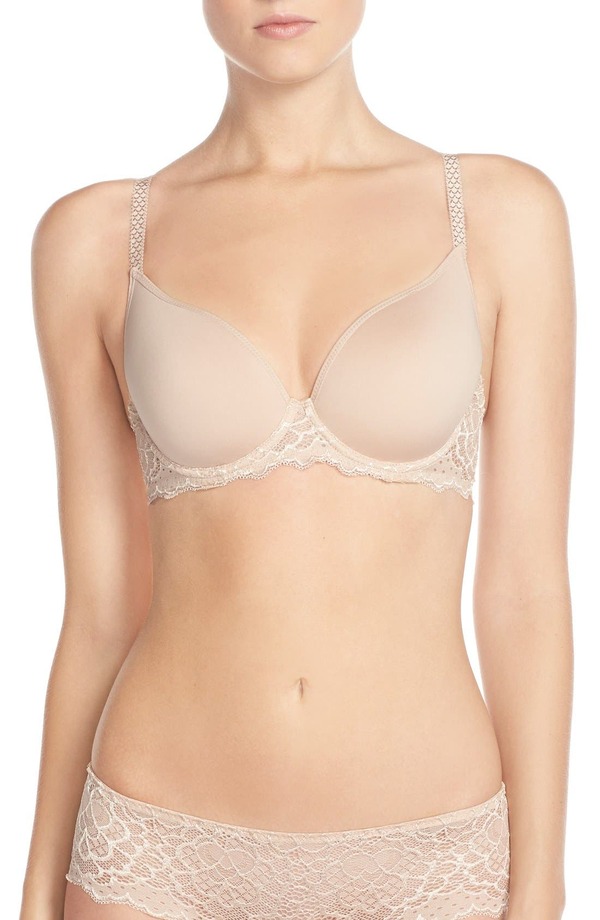 シモーヌペレール レディース アンダー御召しもの ブラ Simone Perele Caresse Underwire Plunge Bra Peau Rose