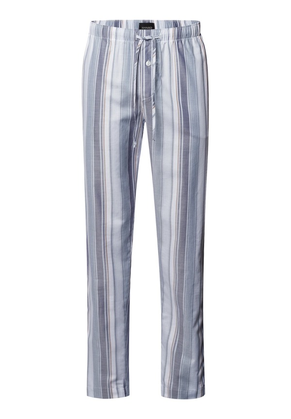 ハンロ メンズ ボトムス 心地よいズボン下 綿織物 Hanro Night Anday Cotton Woven Pajama Pantsmokey Blue Stripe 青色