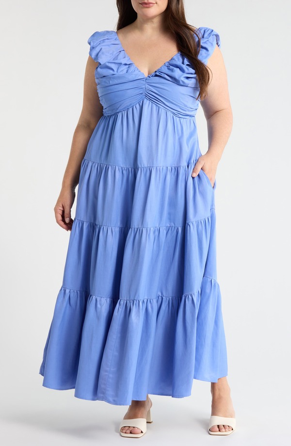 チェルシー 28 レディース トップス 衣装 フラウンス マキシ Chelsea28 Ruffle Maxi Dress Blue Persia 青色