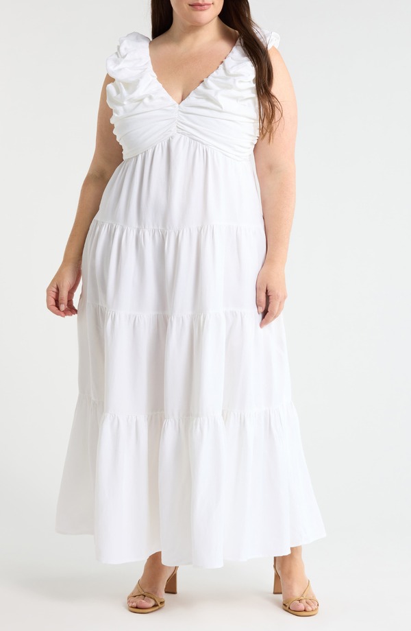 チェルシー 28 レディース トップス 衣装 フラウンス マキシ Chelsea28 Ruffle Maxi Dress White 白いこと