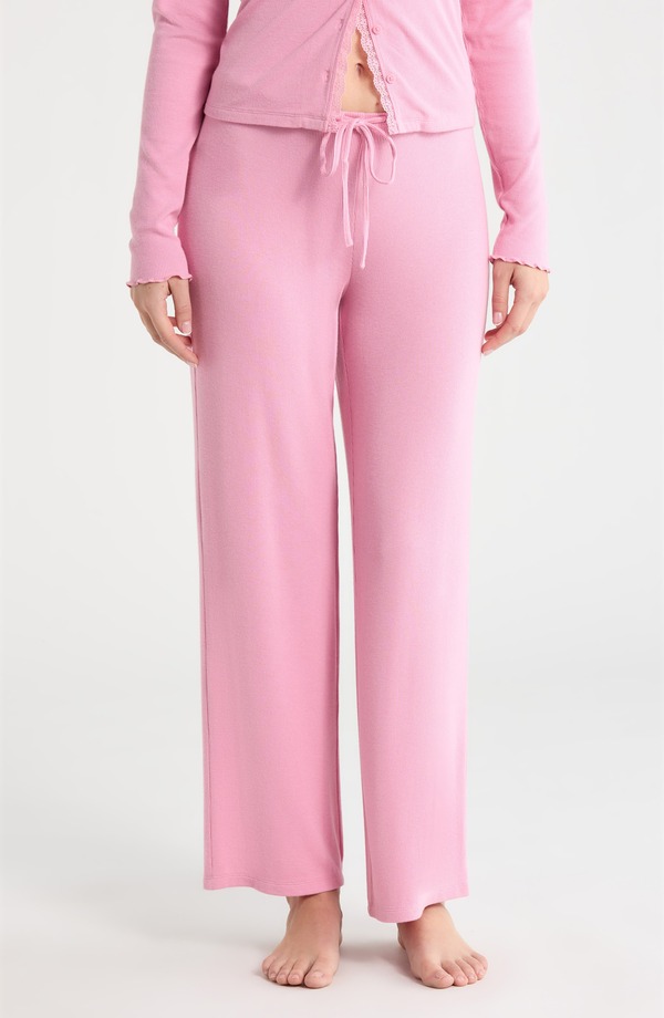オープンエディット レディース ボトムス 心地よいズボン下 Open Edit Daydream Rib Lounge Pants Pink Storm さくら色