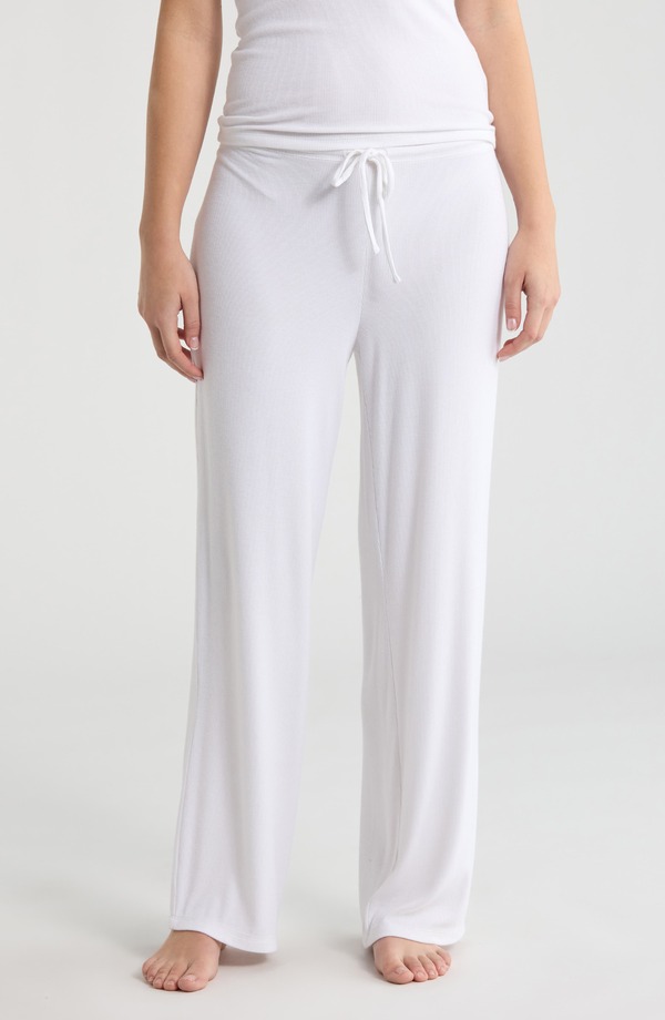 オープンエディット レディース ボトムス 心地好いズボン下 Open Edit Daydream Rib Lounge Pants White 白いこと