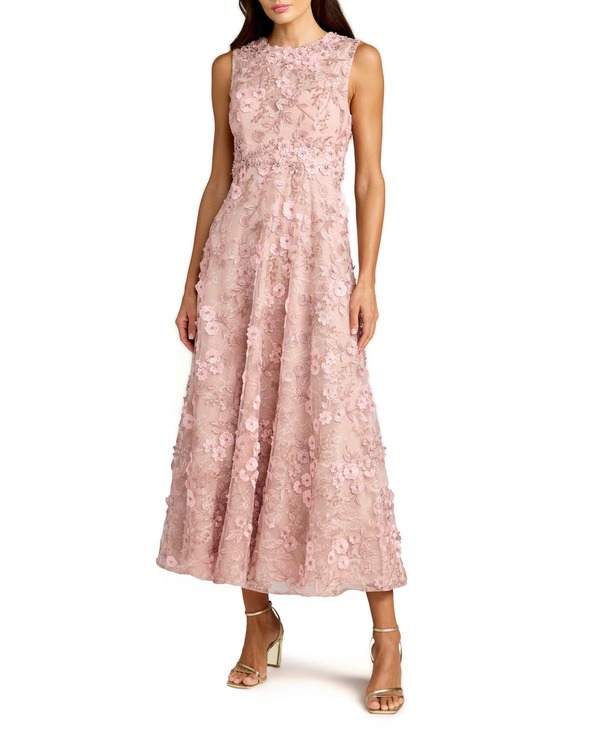 マックダガル レディース トップス 衣裳 ハイネック 御花柄 MIDI 刺しゅう 御花 Mac Duggal Floral Embroidered High Neck Midi Dress Rose