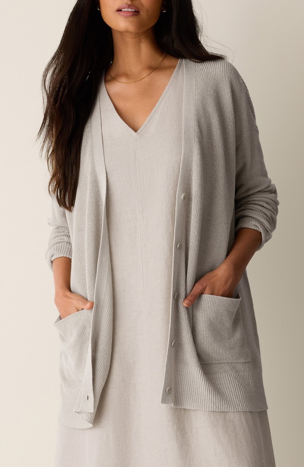 エイリーンフィッシャー レディース アウター ジレー 綿織物 リネン Eileen Fisher Organic Linen \u0026 Organicotton Cardigan Undyed Natural
