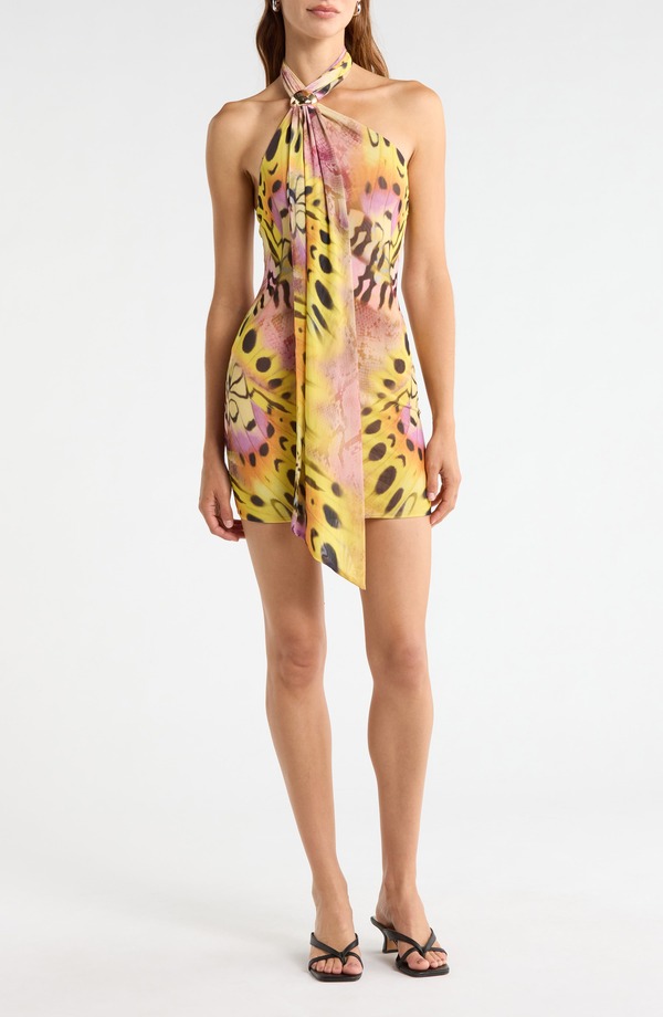 エーエフアールエム レディース トップス 衣装 刷り上げる ミニ ホルター AFRM Brylee Butterfly Print Halter Minidress Mauve Butterfly