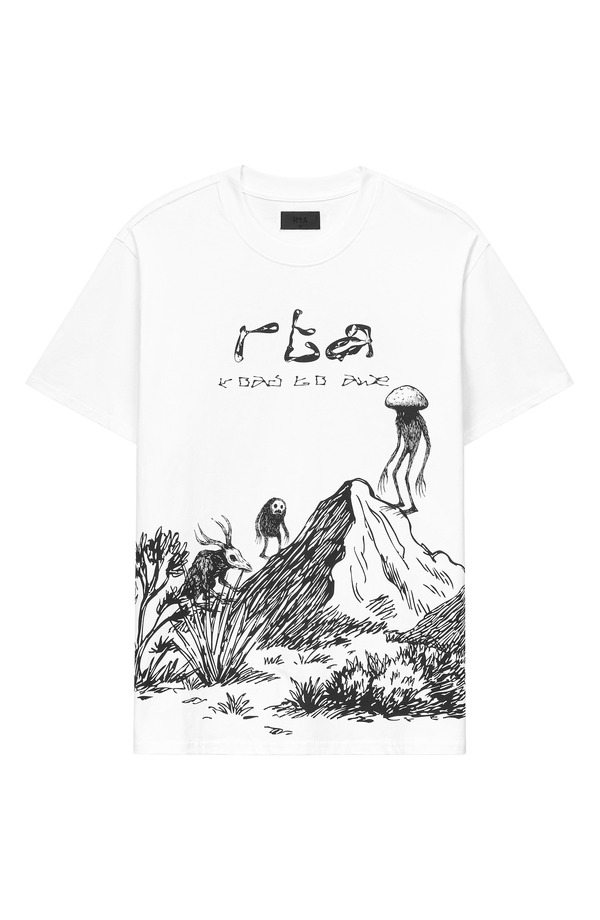 アールティーエー メンズ トップス ティーシャツ グラフィック RtA Colin Oversize Graphic T-Shirt White Creature Scenery 白いこと