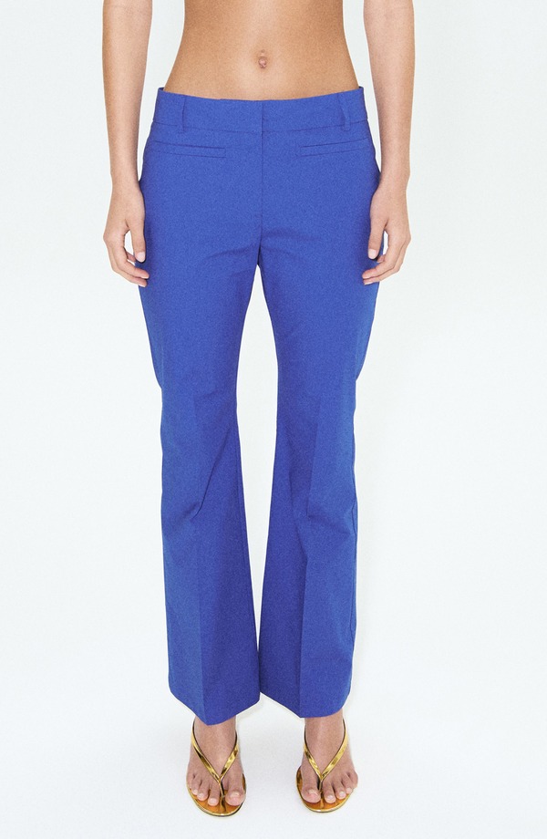 マンゴ レディース ボトムス レギンス ズボン下 綿織物 MANGO Starring Hailey Bieber Serin Stretch Cotton Pants Blue 青色