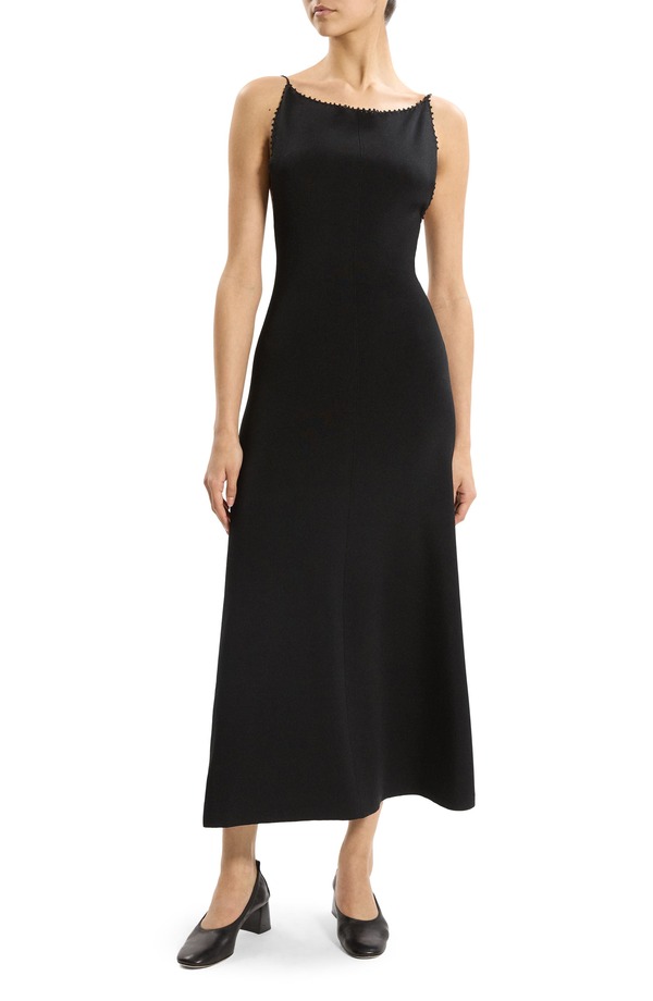 行動論理 レディース トップス 衣装 MIDI 刺しゅう Theory Embroideredetail Midi Dress Black - 001 黒いこと