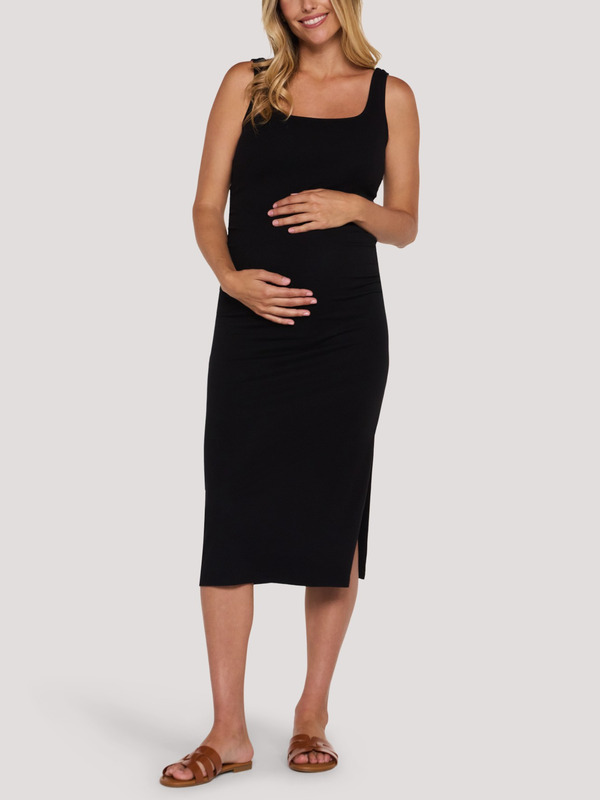 マザーフッドマタニティー レディース トップス 衣裳 ギャザー MIDI ノースリーブ MOTHERHOOD MATERNITY Sleevelesside Ruched Midi Dress Black 黒いこと