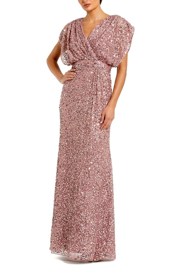 マックダガル レディース トップス 衣裳 Vのど首 ドレープ Mac Duggal Draped Sleeve V Neck Gown Vintage Lilac 紫はしどい