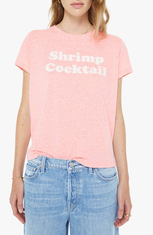 マザー レディース トップス シャツ グラフィック MOTHER The Boxy Goodie Appliqu Better Luck Graphic T-Shirt Shrimp Cocktail｜ReVida 店