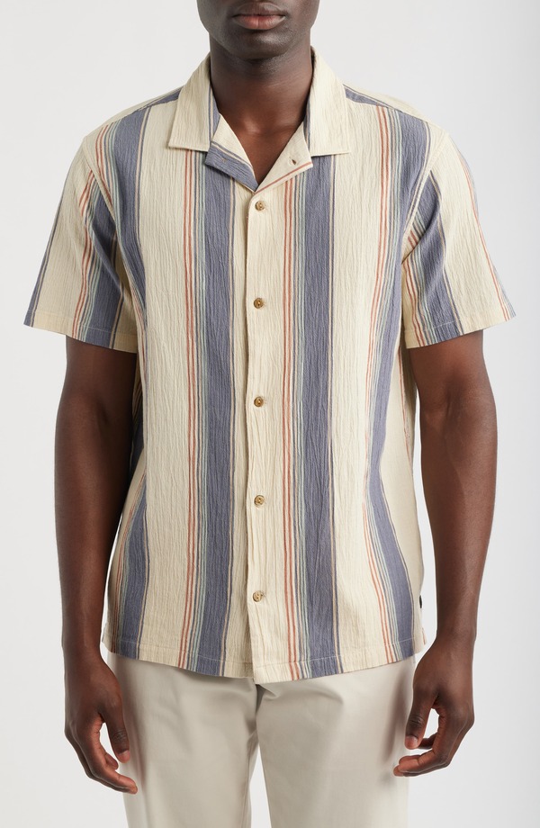 置き目アク メンズ トップス プルオーバー 綿織物 Roark Gonzorganicotton Camp Shirt Ivory 象牙色
