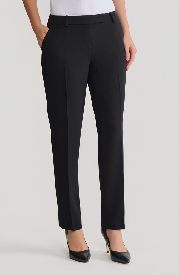 カスパール レディース ボトムス レギンストレート ズボン下 KASPER Extended Tab Straight Leg Pants Black 黒いこと