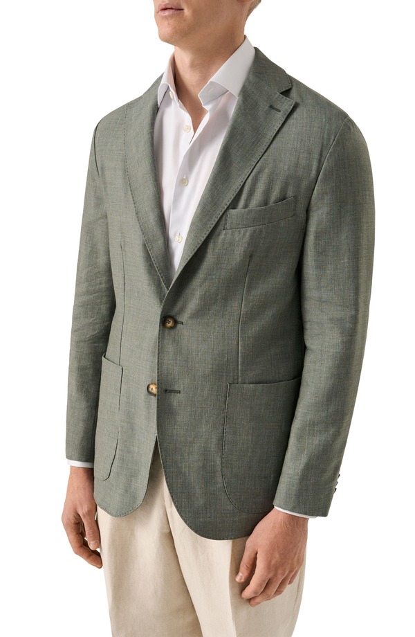 エトン メンズ アウター 上衣・上衣 羊毛 地絹 Eton Wool \u0026 Silk Soft Jacket Medium Green 緑であること