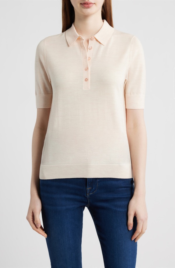 主任者 レディース トップス プルオーバー 羊毛 BOSS Fidenka Merino Wool Polo Soft Pearl パール