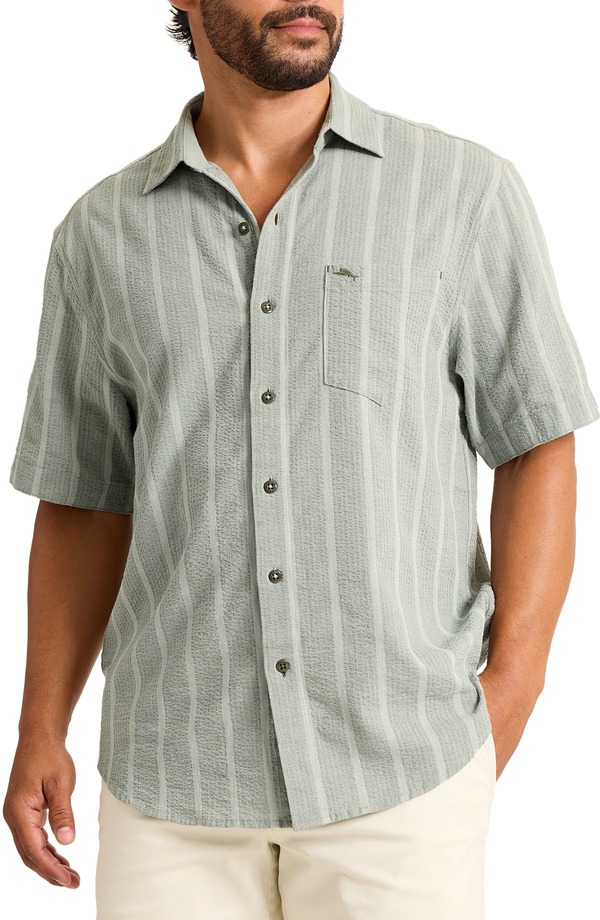 トッミーバハマ メンズ トップス プルオーバー Tommy Bahama Nova Wave Short Sleeve Seersucker Button-Up Shirt Palmoss