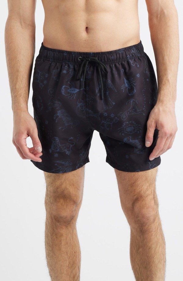 ボーディーズ メンズ 海水着 二分の一ズボン下・さる股引き 毛の荒物柄 刷り上げる Boardies Animal Print Swim Trunks Black 黒いこと