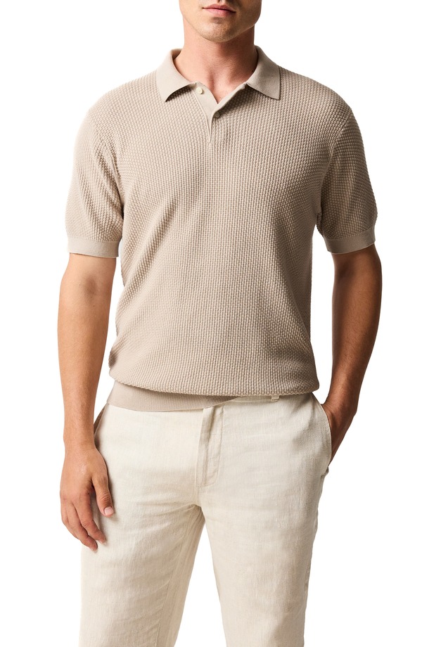 ロッドアンドグン メンズ トップス スポーツシャツ スウェーター 綿織物 Rodd \u0026 Gunn Amberley Diamond Jacquard Cotton Polo Sweater Sand 真砂