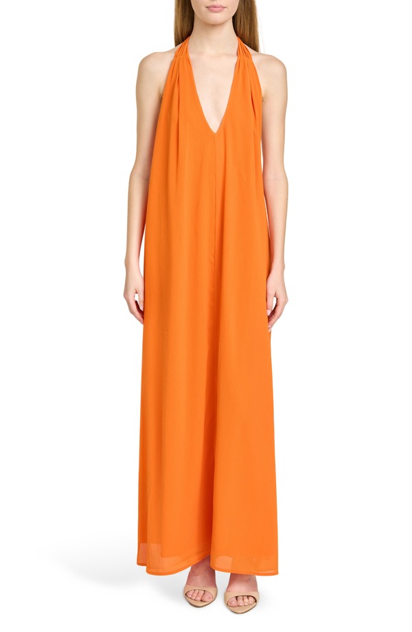 亭主持ち レディース トップス 衣装 マキシ ホルター WAYF x Hannah Lovey Porter Solana Halter Maxi Dress Orange オレンジ色