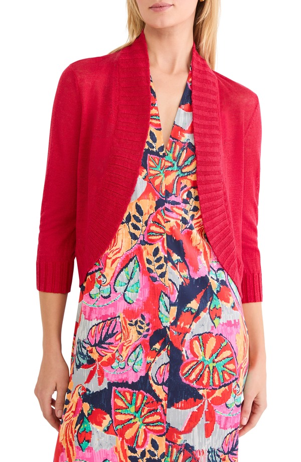 ニックプラスゾーイ レディース アウター ジレー リネン NIC+ZOE Linen Blend Bolero Cardigan True Red 赤いこと